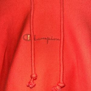 Neon orange oversized champion hoodie